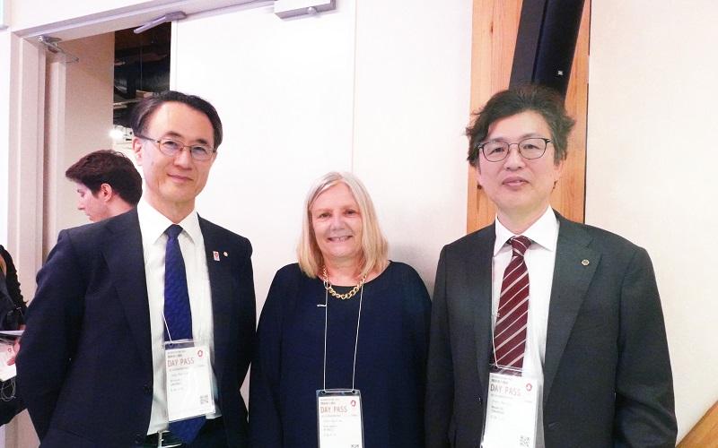 La rettrice Alessandra Petrucci con Hiroyuki Sakuragi e Masahide Takahashi, rispettivamente rettore e prorettore della Osaka Metropolitan University