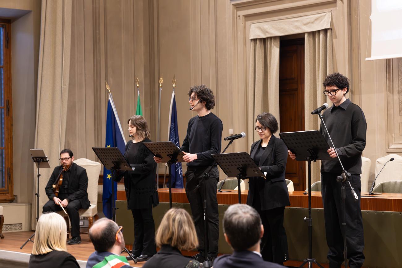Un momento della cerimonia in Aula Magna