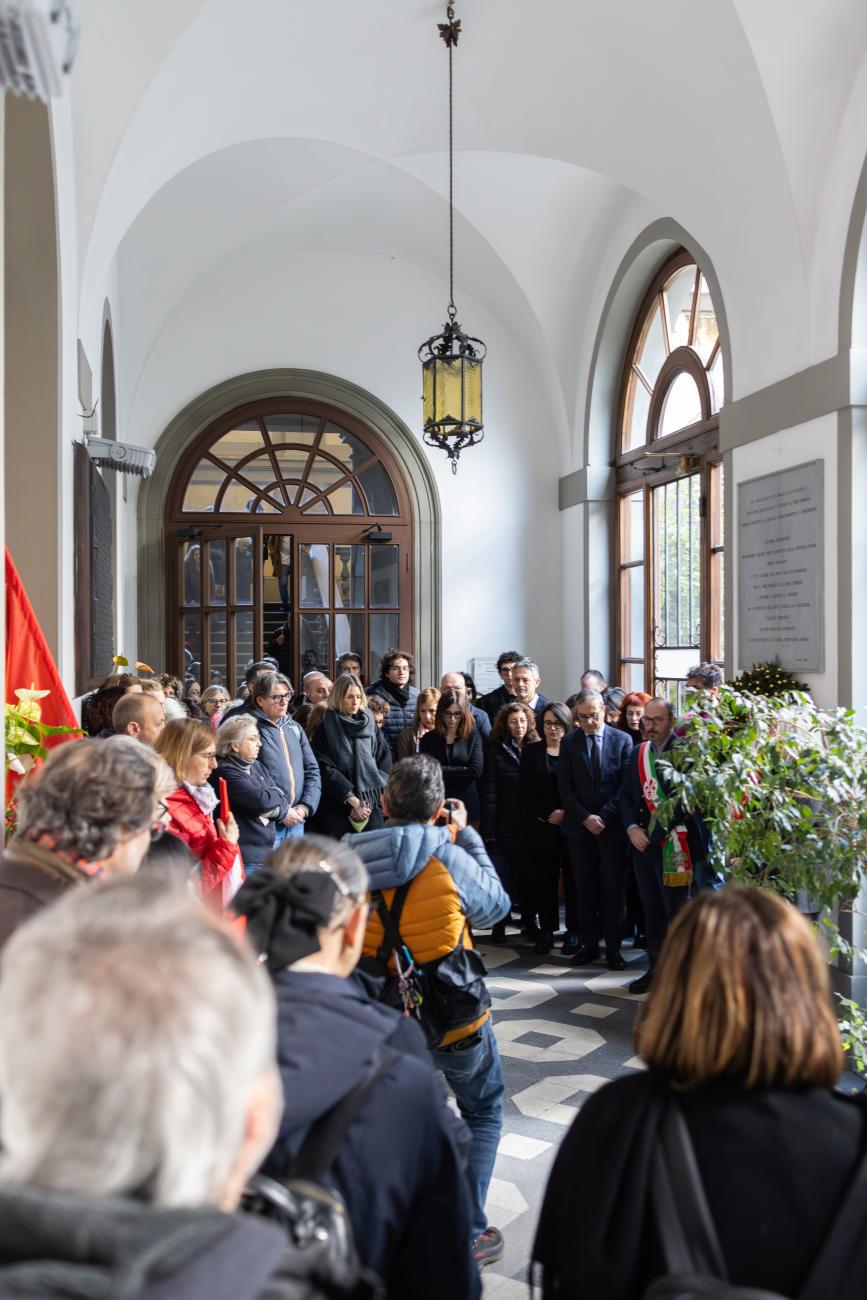 Un momento della cerimonia nell'atrio del Rettorato