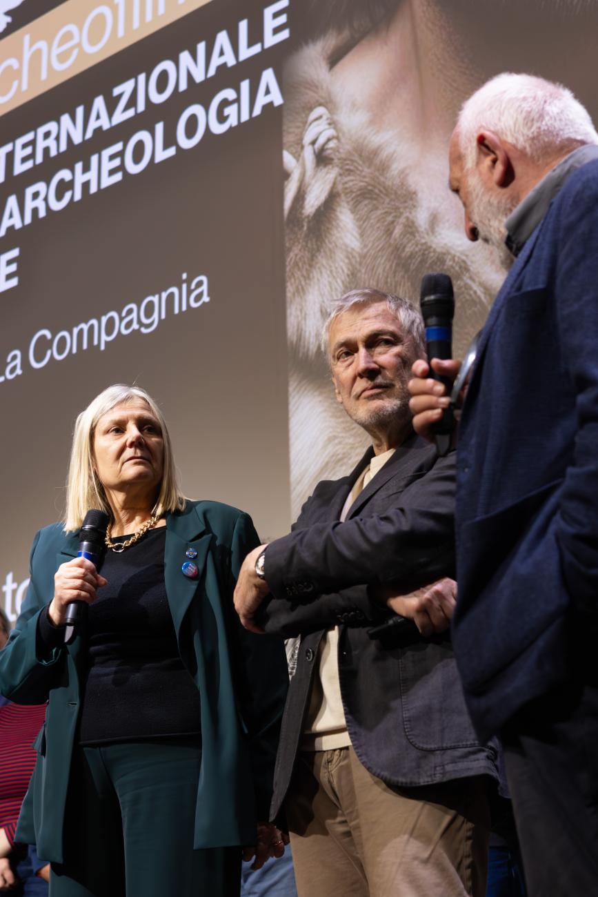 Un momento della giornata conclusiva di Firenze Archeofilm, con la rettrice Alessandra Petrucci