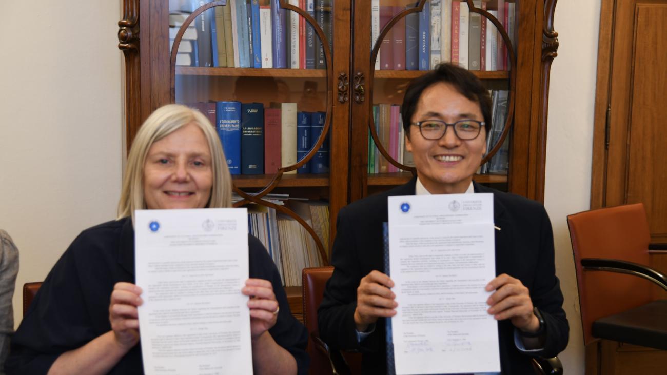 La rettrice Petrucci e rettore Haejong Je