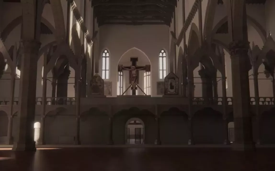 Ricostruzione digitale dell'interno di Santa Croce