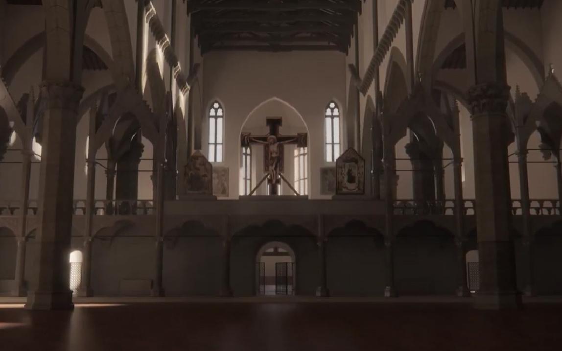 Ricostruzione digitale dell'interno di Santa Croce