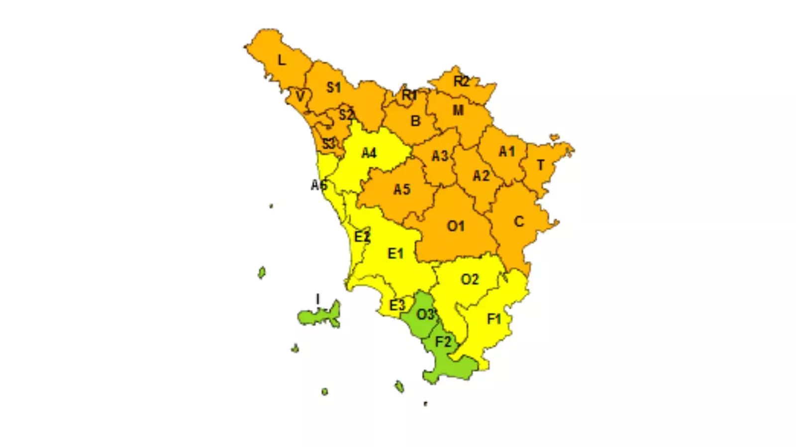 Allerta meteo mappa Toscana 5 maggio