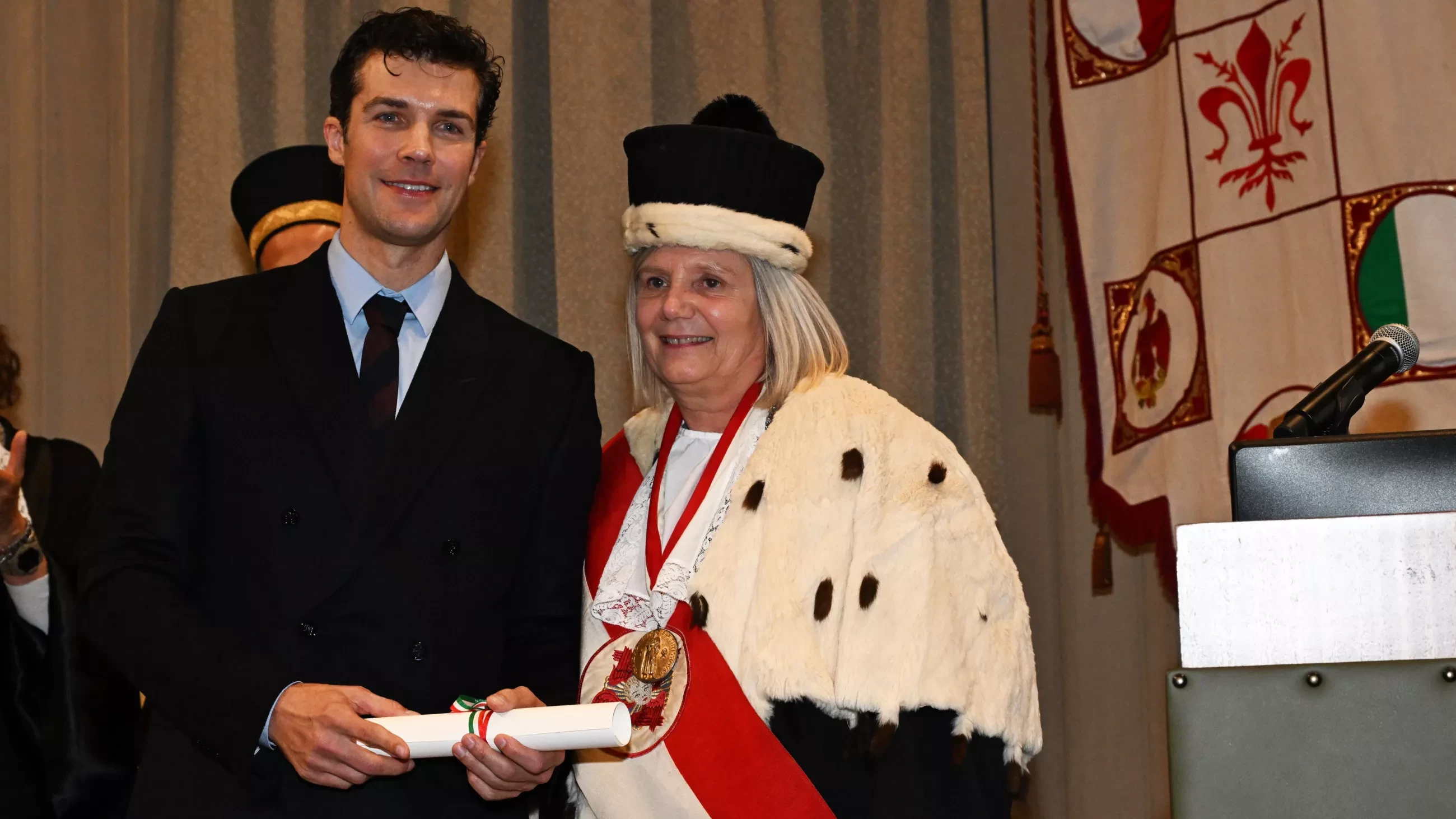 Roberto Bolle e la rettrice Alessandra Petrucci
