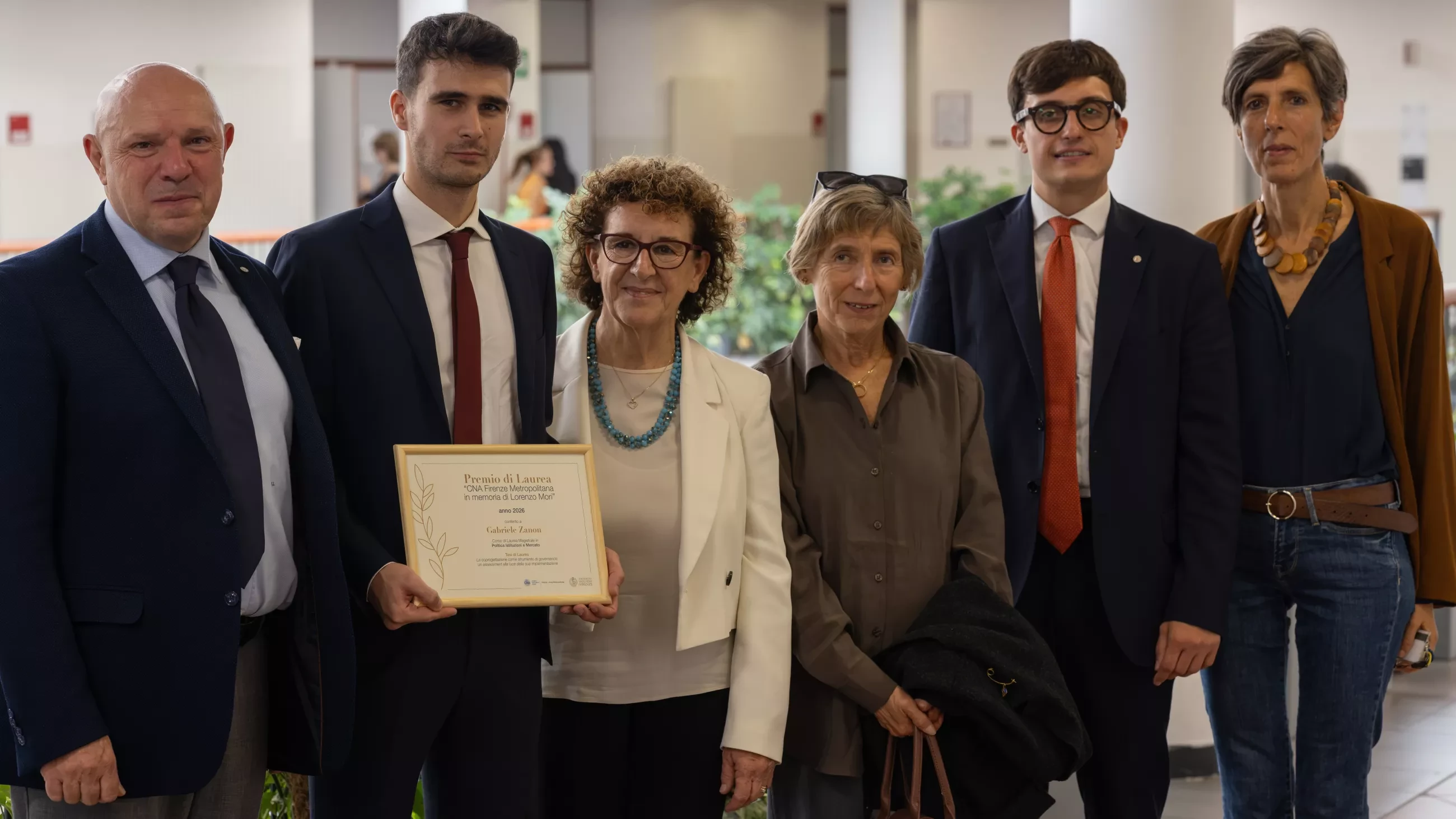 Da sinistra: Francesco Amerighi, Gabriele Zanon, Ersilia Menesini, Tiziana Tempesti, Lorenzo Cei e Annalisa Tonarelli